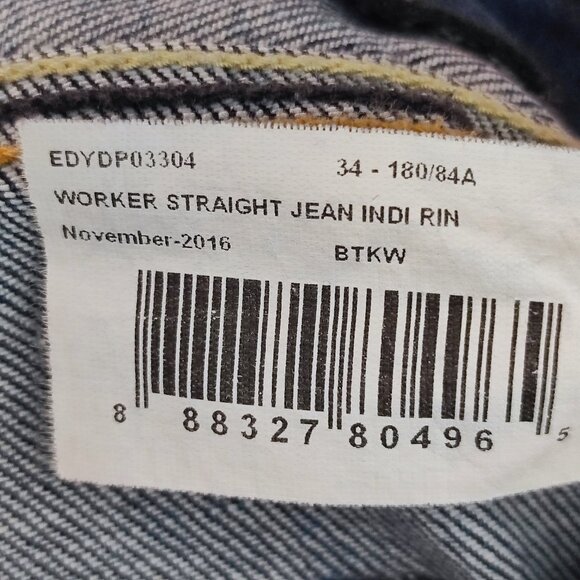 DC Worker Straight jeans dark washed blue men's size 34 - Picture 7 of 16